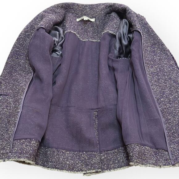 Vintage MARC JACOBS 100%Wool Purple Tweed Blazer Jacket Frayed Hem Classic RARE - Picture 11 of 13